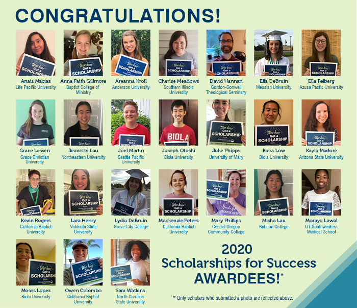 Congratulations 2020 Scholarships for Success AWARDEES!