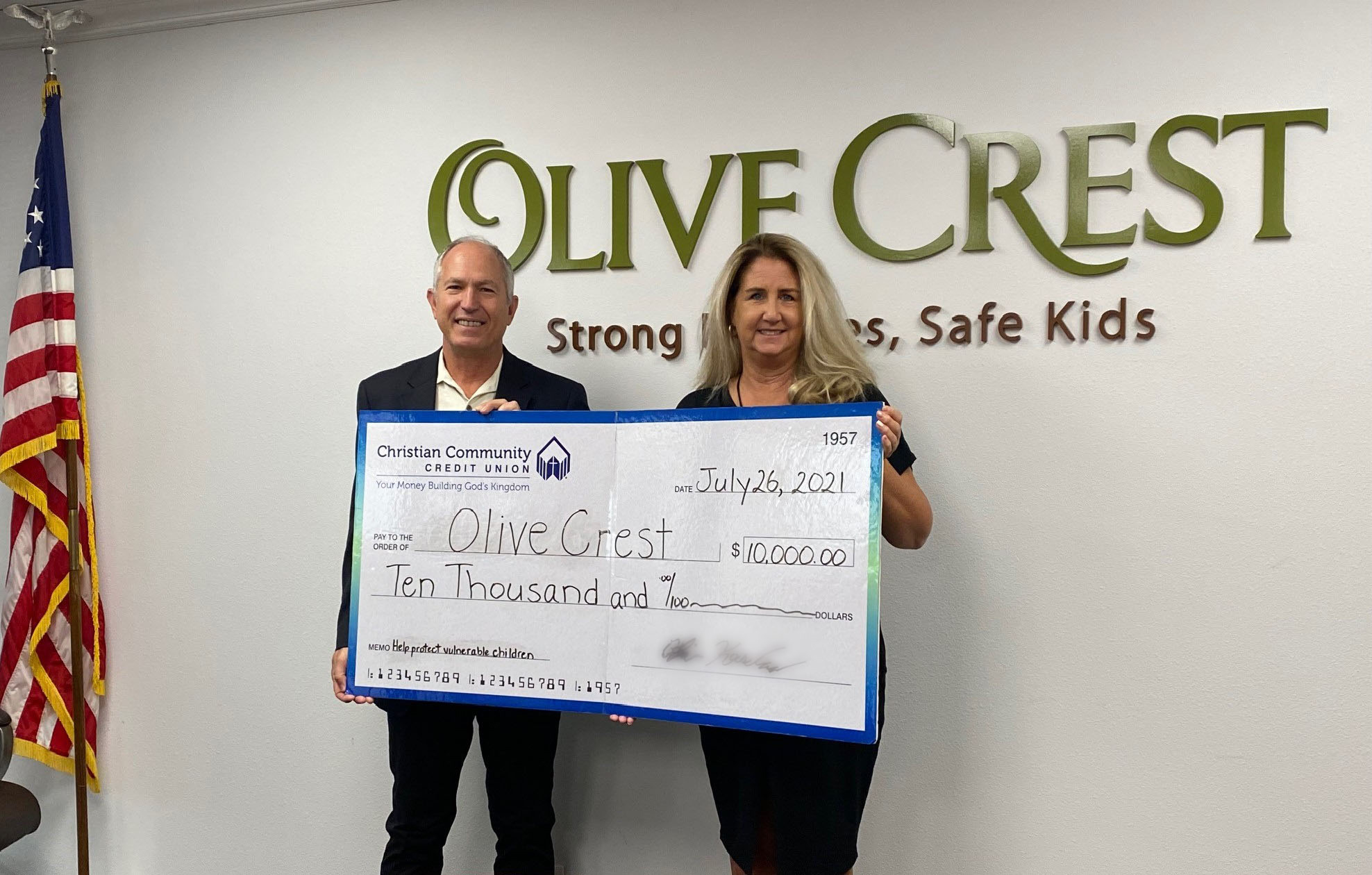 $10,000 Donated to Olive Crest