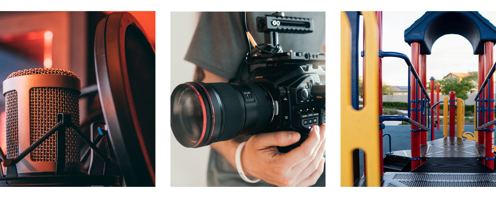 Image of microphone, camera, and playset